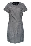 Pleated Fitted Crinkled Fit-and-Flare Polka Dots Print Short Sleeves Sleeves One Shoulder Dress With Ruffles