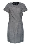 Short Sleeves Sleeves One Shoulder Fit-and-Flare Crinkled Pleated Fitted Polka Dots Print Dress With Ruffles