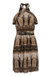 Animal Snake Print Halter Draped Belted Jeweled Hidden Back Zipper Sheath Sheath Dress