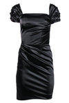 Sheath Straight Neck Cap Sleeves Hidden Side Zipper Sheath Dress/Little Black Dress With Rhinestones