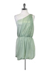 Above the Knee One Shoulder Draped Bubble Dress Elasticized Waistline Party Dress