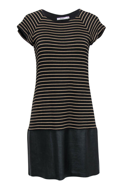 Round Neck Stretchy Shift Short Sleeves Sleeves Striped Print Dress