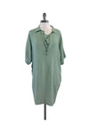 Short Sleeves Sleeves Belted Collared Shift Silk Dress