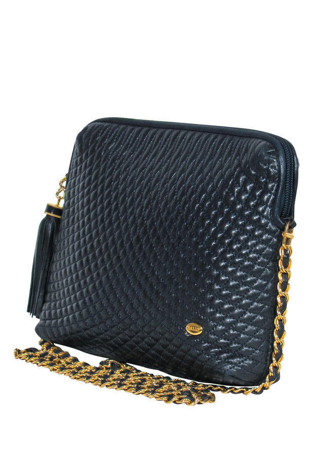 Bally - Midnight Blue Quilted Leather Crossbody w/ Chain Strap