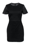Sheath Cutout Mesh Back Zipper Scoop Neck Short Sleeves Sleeves Sheath Dress/Little Black Dress