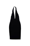 Back Zipper Mesh Halter Plunging Neck Dress