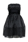 Strapless Polka Dots Print Hidden Back Zipper Fitted Fit-and-Flare Straight Neck Little Black Dress/Prom Dress With a Sash