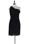 Hidden Side Zipper Above the Knee One Shoulder Viscose Evening Dress/Little Black Dress