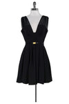 Viscose Pleated Hidden Side Zipper Semi Sheer Belted Above the Knee Corset Waistline Evening Dress