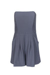 Strapless Pocketed Pleated Romper