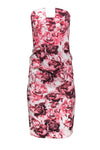 Strapless Notched Collar Floral Print Sheath Sheath Dress