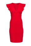 Fitted Above the Knee Lace Sheath Sheath Dress With Ruffles