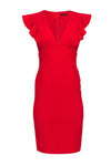 Above the Knee Lace Sheath Fitted Sheath Dress With Ruffles