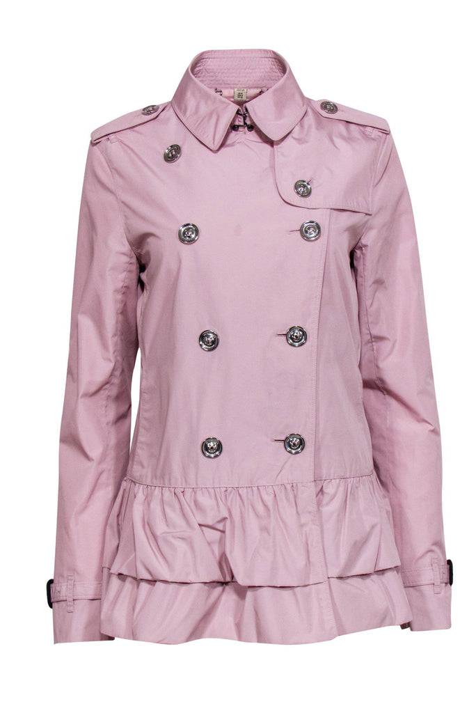 Burberry - Light Pink Double Breasted Button-Up Jacket w/ Peplum Sz 8 –  Current Boutique