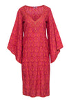 Tall V-neck General Print Bell Sleeves Sequined Maxi Dress