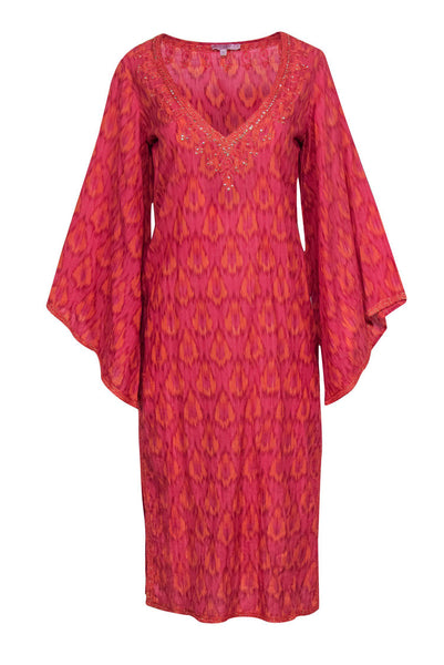 Tall V-neck Bell Sleeves Sequined General Print Maxi Dress