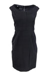 Princess Seams Waistline Sheath Snap Closure Back Zipper Bateau Neck Cap Sleeves Sheath Dress