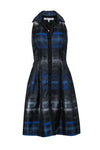 A-line V-neck Button Front Pleated Pocketed Cocktail Collared Polyester General Print Dress