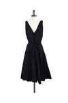 V-neck Tie Waist Waistline Taffeta Sleeveless Full-Skirt Hidden Back Zipper Dress