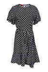 Round Neck Shift Tie Waist Waistline Keyhole Polka Dots Print Dress