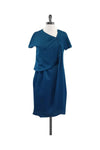 Short Sleeves Sleeves Polyester Gathered Button Closure Dress