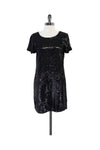 Shift Hidden Side Zipper Sequined Short Sleeves Sleeves Dress