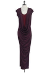 Cap Sleeves Cowl Neck Silk Back Zipper Evening Dress/Maxi Dress