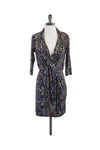 Hidden Back Zipper Silk Plunging Neck General Print Dress