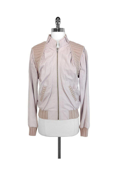 Dana Buchman - Coral Pink Leather Jacket Sz 14 – Current Boutique