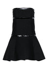 Tall Strapless Fitted Flared-Skirt Straight Neck Cocktail Little Black Dress