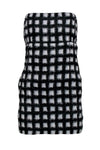 Sexy Strapless Cocktail Straight Neck Checkered Print Silk 2013 Beaded Dress With Pearls