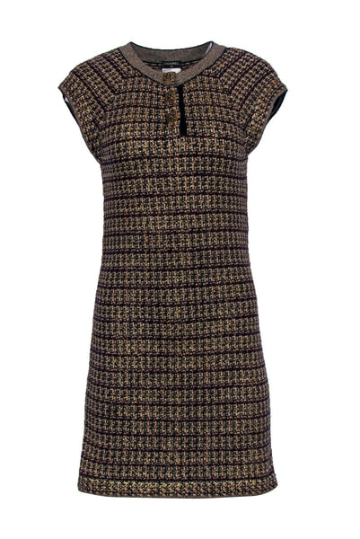 Sophisticated Sheath Cap Sleeves Tweed Sheath Dress