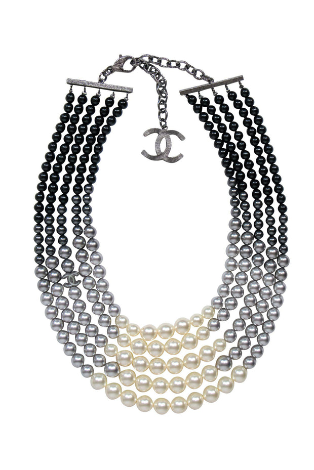 Chanel - White & Black Ombre Multi-Layered Faux Pearl Necklace – Current  Boutique