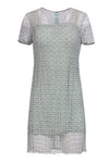 Embroidered Hidden Back Zipper Scoop Neck Short Sleeves Sleeves Shift Dress