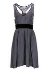 A-line V-neck Silk Banding Racerback Lace Trim Dress