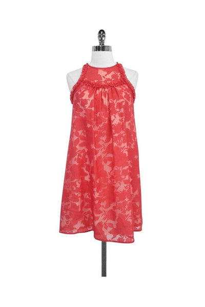 Tall Floral Print Button Closure Sleeveless Dress With Ruffles