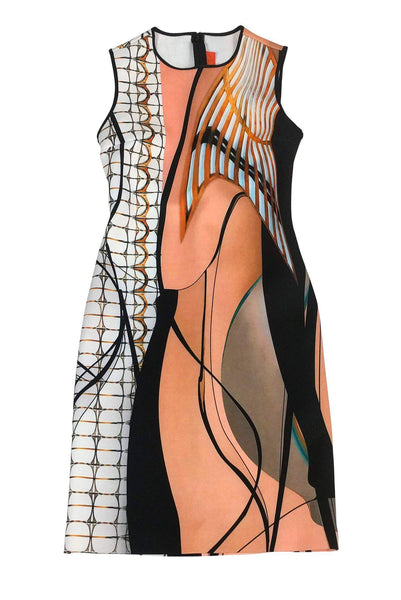 Abstract Print Fitted Spandex Dress