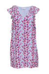 V-neck Sleeveless Shift Spring Floral Print Cocktail Party Dress With Ruffles