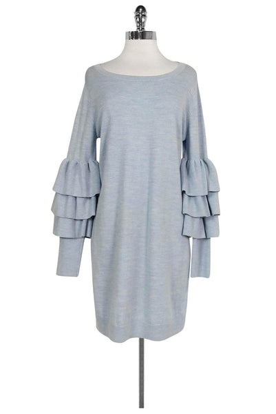 Spring Long Sleeves Round Neck Dress With Ruffles