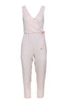 V-neck Sleeveless Polyester Pocketed Wrap Hidden Back Zipper Jumpsuit With a Sash