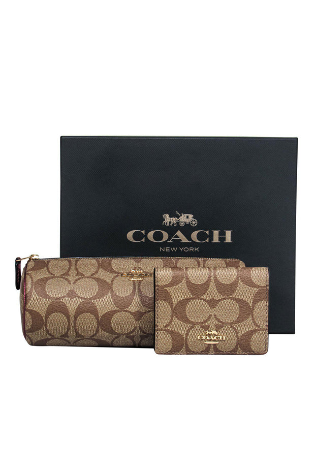 Coach - Beige Monogram Wallet & Case Set – Current Boutique