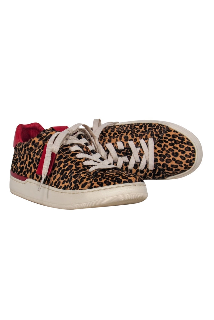 Coach Leopard Calf Hair Sneakers w/ Red Leather Sz 7.5 – Current Boutique