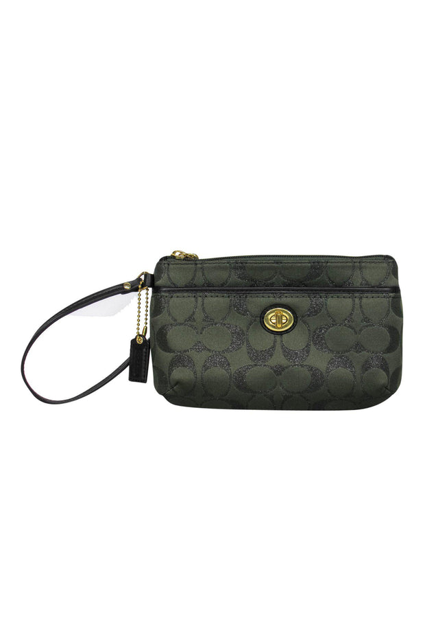 Coach - Olive Green Sparkly Logo Wristlet – Current Boutique