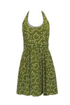 Backless Hidden Back Zipper Fitted Short Fit-and-Flare Halter Scoop Neck Polka Dots Print Sleeveless Dress