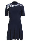 A-line Round Neck Ribbed Stretchy Fitted Short Sleeves Sleeves Dress