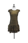 Lace Cap Sleeves Dress With Ruffles