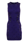 Sleeveless Sheath Hidden Back Zipper Jeweled Round Neck Sheath Dress