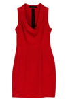 Above the Knee Fitted Back Zipper Cowl Neck Dress