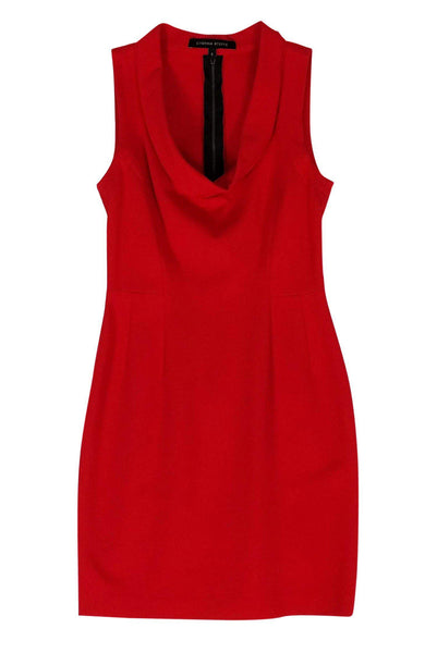 Cowl Neck Above the Knee Fitted Back Zipper Dress