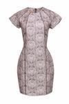 Round Neck Floral Print Jacquard Short Sleeves Sleeves Dress